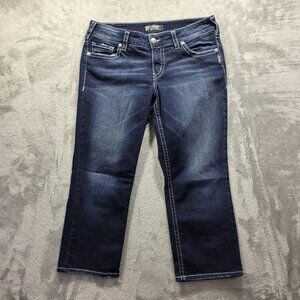 Silver Jeans Suki Mid Capri Womens 34 Blue Dark Wash Stretch Denim Cropped Pants